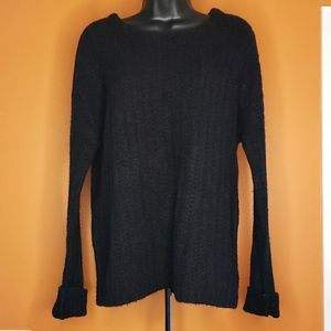 Gap Womens Sweater Black Ribbed Crew Neck Soft Alpaca Blend Stretchy Medium